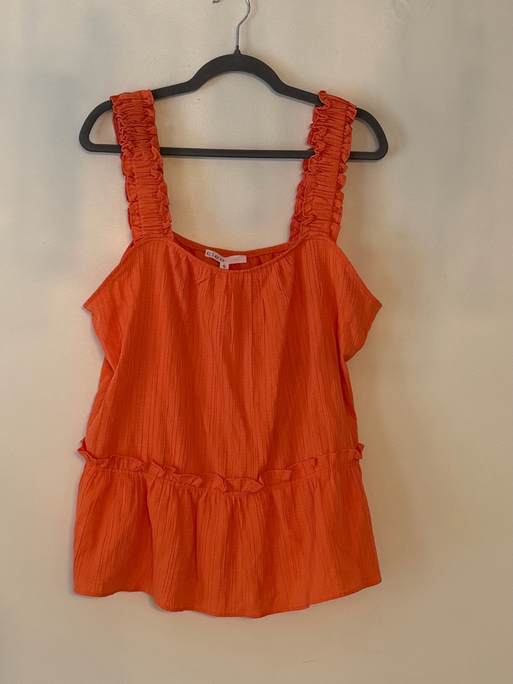 cleo Orange Ruffled Strap Tank Top